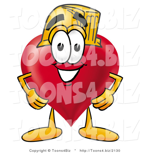 Illustration of a Cartoon Love Heart Mascot Wearing a Helmet