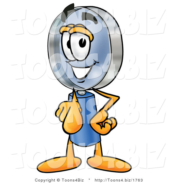Illustration of a Cartoon Magnifying Glass Mascot Pointing at the Viewer