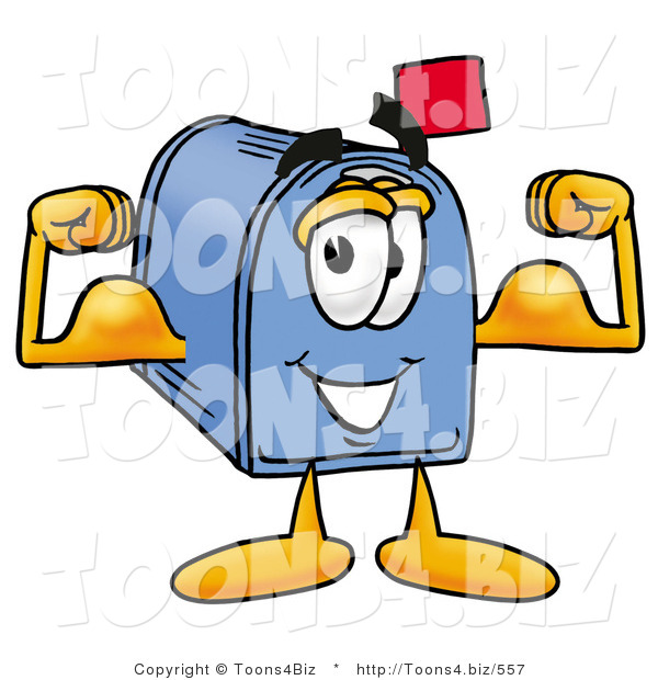 Illustration of a Cartoon Mailbox Flexing His Arm Muscles