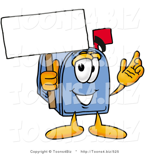 Illustration of a Cartoon Mailbox Holding a Blank Sign