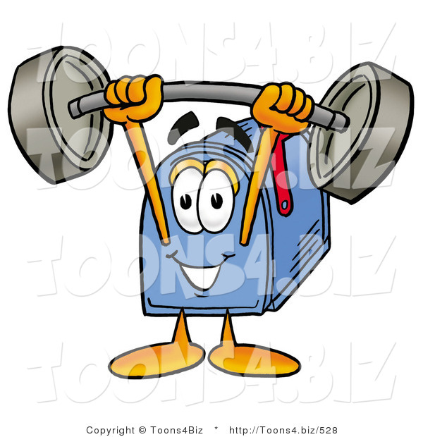 Illustration of a Cartoon Mailbox Holding a Heavy Barbell Above His Head
