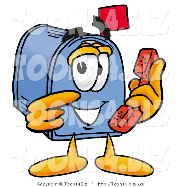 Illustration of a Cartoon Mailbox Holding a Telephone