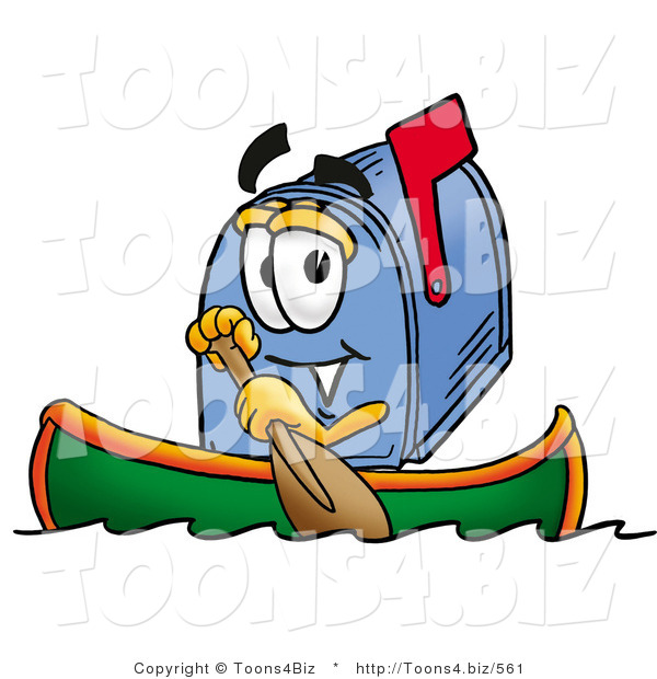 Illustration of a Cartoon Mailbox Rowing a Boat
