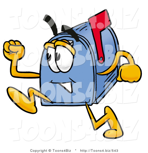 Illustration of a Cartoon Mailbox Running