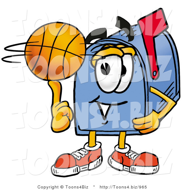 Illustration of a Cartoon Mailbox Spinning a Basketball on His Finger