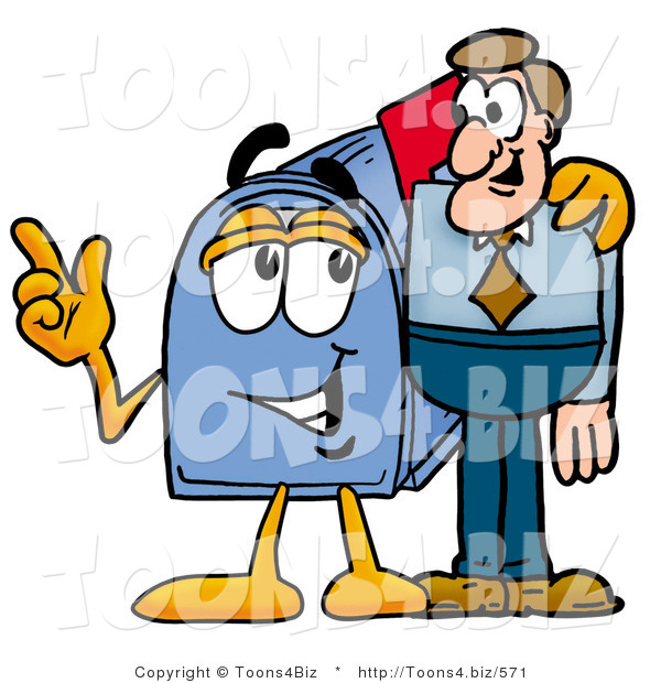 Illustration of a Cartoon Mailbox Talking to a Business Man