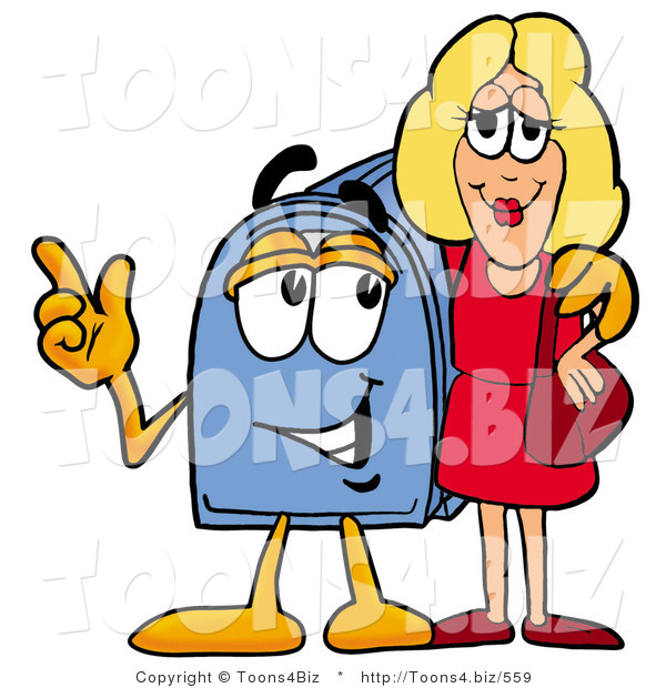 Illustration of a Cartoon Mailbox Talking to a Pretty Blond Woman