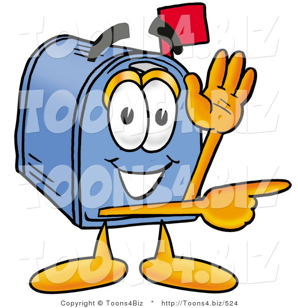 Illustration of a Cartoon Mailbox Waving and Pointing