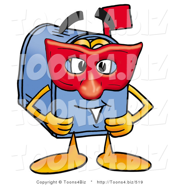 Illustration of a Cartoon Mailbox Wearing a Red Mask over His Face