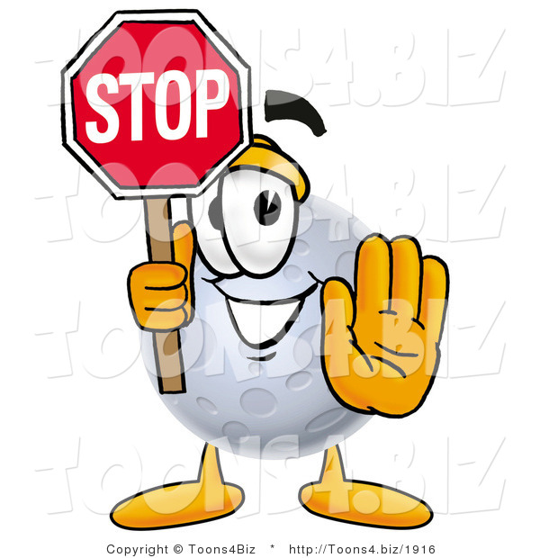 Illustration of a Cartoon Moon Mascot Holding a Stop Sign