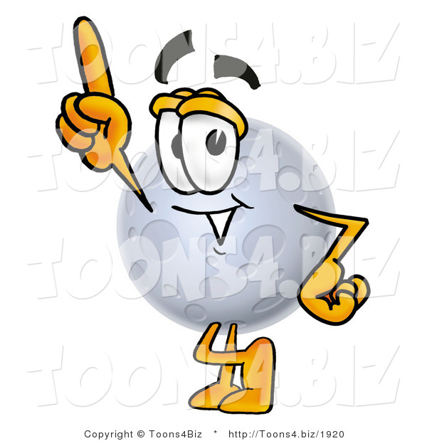 Illustration of a Cartoon Moon Mascot Pointing Upwards