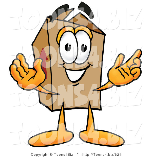 Illustration of a Cartoon Packing Box Mascot with Welcoming Open Arms