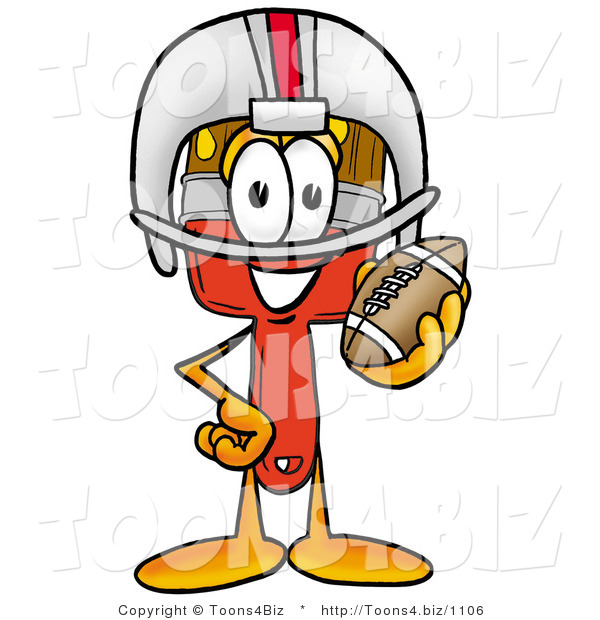 Illustration of a Cartoon Paint Brush Mascot in a Helmet, Holding a Football