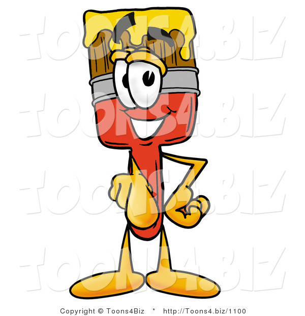 Illustration of a Cartoon Paint Brush Mascot Pointing at the Viewer