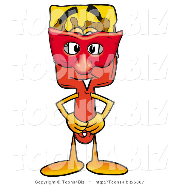 Illustration of a Cartoon Paint Brush Mascot Wearing a Red Mask over His Face