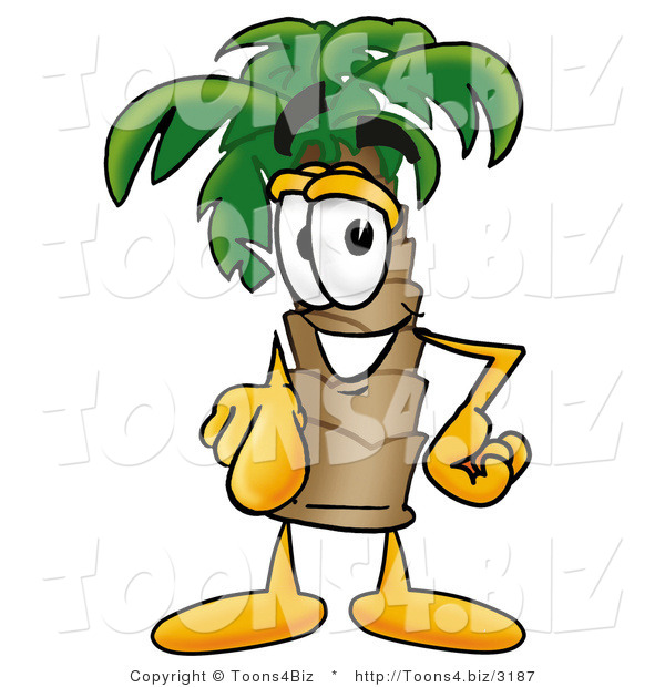 Illustration of a Cartoon Palm Tree Mascot Pointing at the Viewer