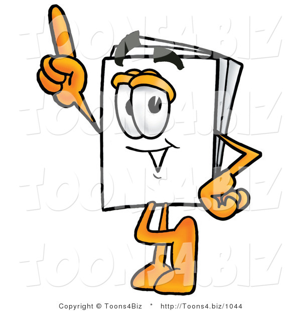 Illustration of a Cartoon Paper Mascot Pointing Upwards