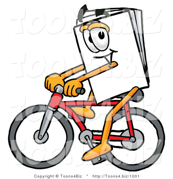 Illustration of a Cartoon Paper Mascot Riding a Bicycle