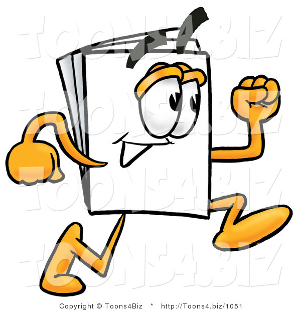 Illustration of a Cartoon Paper Mascot Running