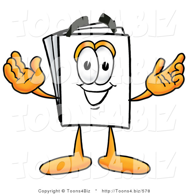 Illustration of a Cartoon Paper Mascot with Welcoming Open Arms