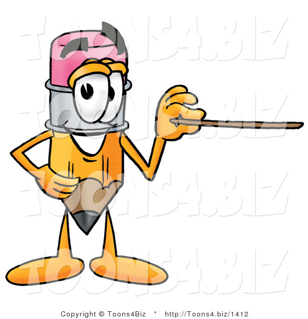 Illustration of a Cartoon Pencil Mascot Pointing at the Viewer