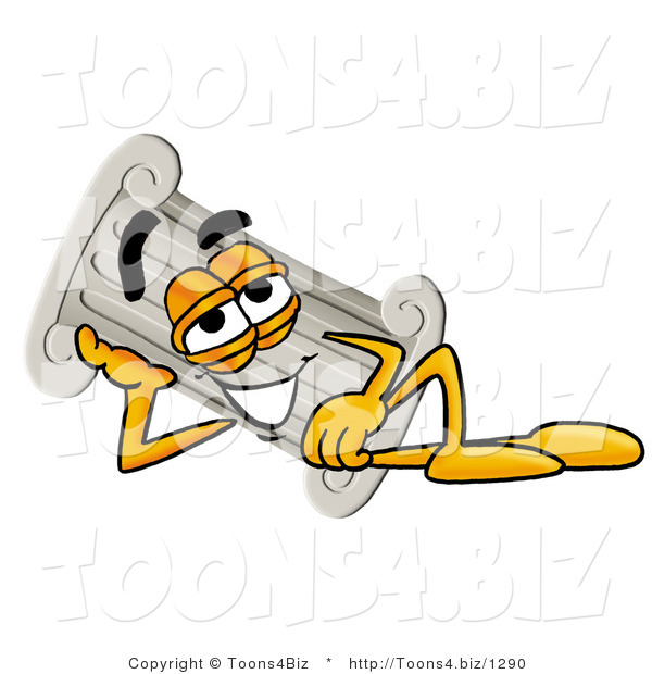 Illustration of a Cartoon Pillar Mascot Resting His Head on His Hand