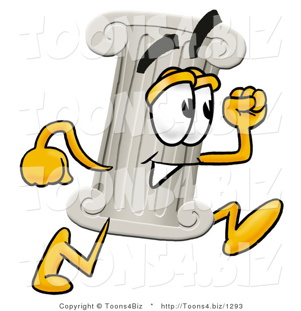 Illustration of a Cartoon Pillar Mascot Running