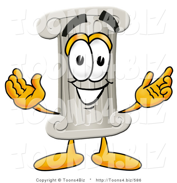 Illustration of a Cartoon Pillar Mascot with Welcoming Open Arms