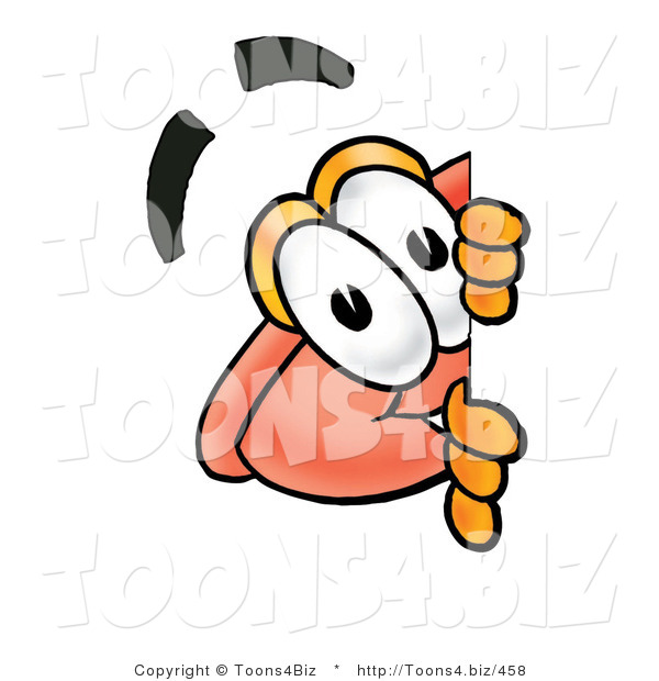 Illustration of a Cartoon Plunger Mascot Peeking Around a Corner