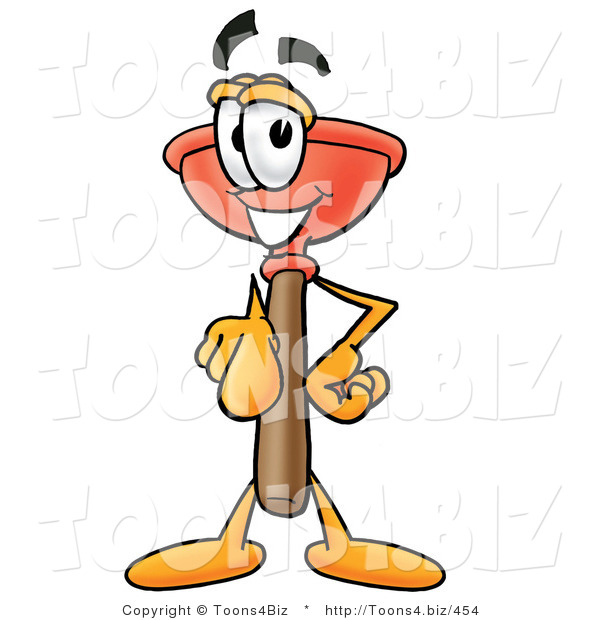 Illustration of a Cartoon Plunger Mascot Pointing at the Viewer