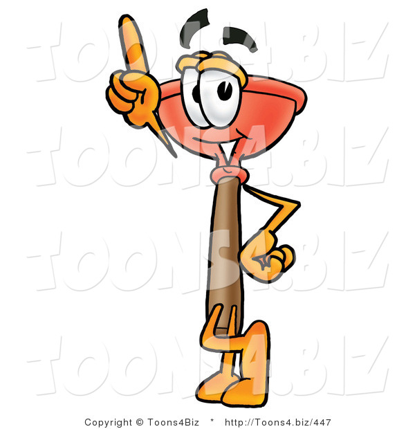 Illustration of a Cartoon Plunger Mascot Pointing Upwards