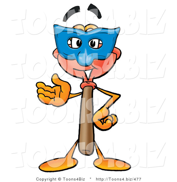 Illustration of a Cartoon Plunger Mascot Wearing a Blue Mask over His Face