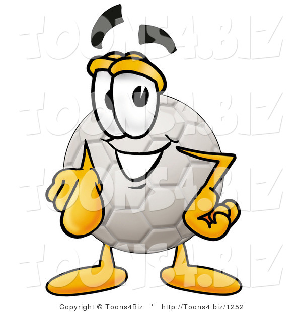 Illustration of a Cartoon Soccer Ball Mascot Pointing at the Viewer