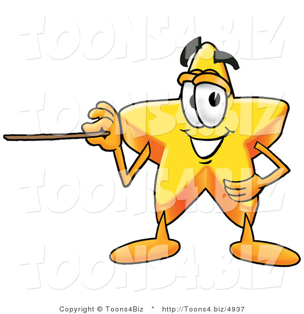 Illustration of a Cartoon Star Mascot Holding a Pointer Stick