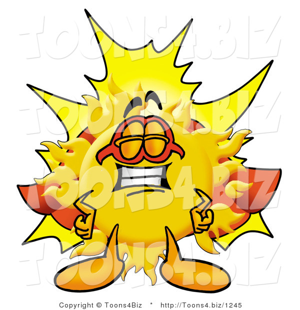 Illustration of a Cartoon Sun Mascot Dressed As a Super Hero