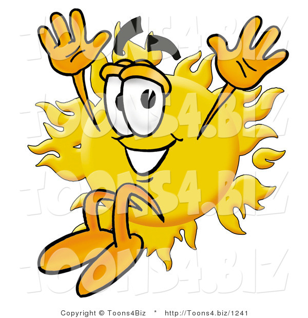 Illustration of a Cartoon Sun Mascot Jumping