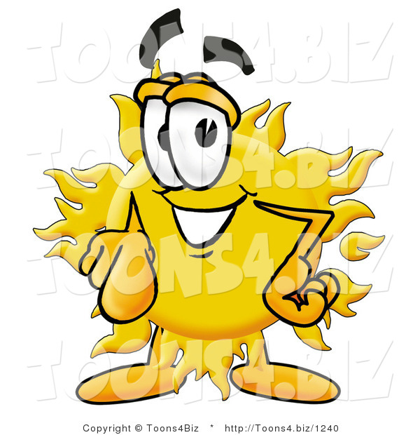 Illustration of a Cartoon Sun Mascot Pointing at the Viewer