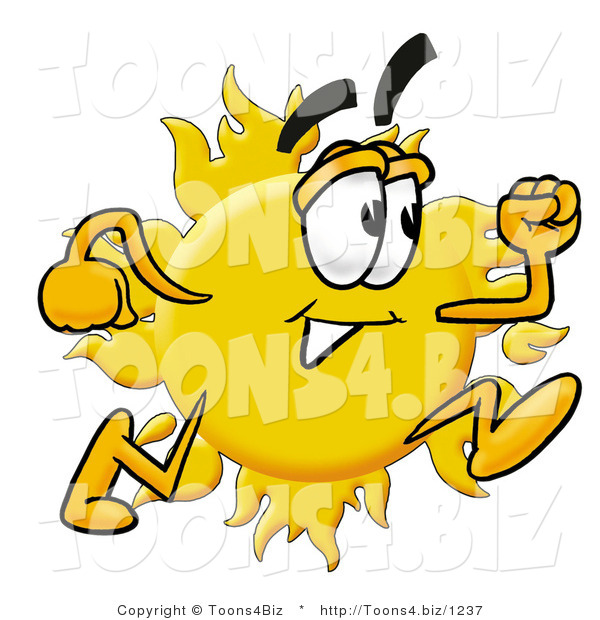 Illustration of a Cartoon Sun Mascot Running