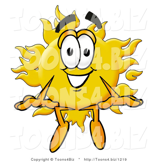 Illustration of a Cartoon Sun Mascot Sitting