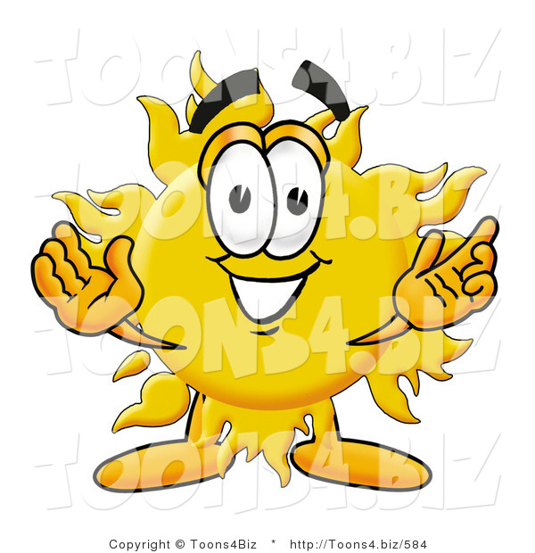 Illustration of a Cartoon Sun Mascot with Welcoming Open Arms
