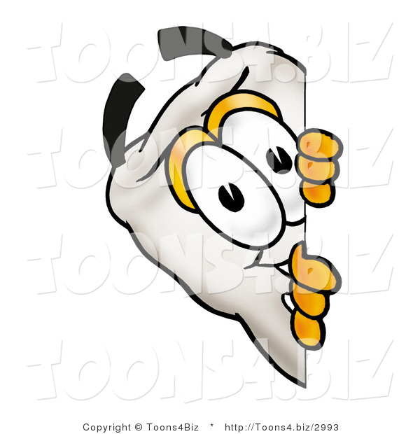 Illustration of a Cartoon Tooth Mascot Peeking Around a Corner