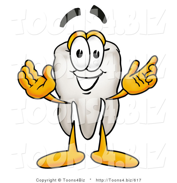 Illustration of a Cartoon Tooth Mascot with Welcoming Open Arms