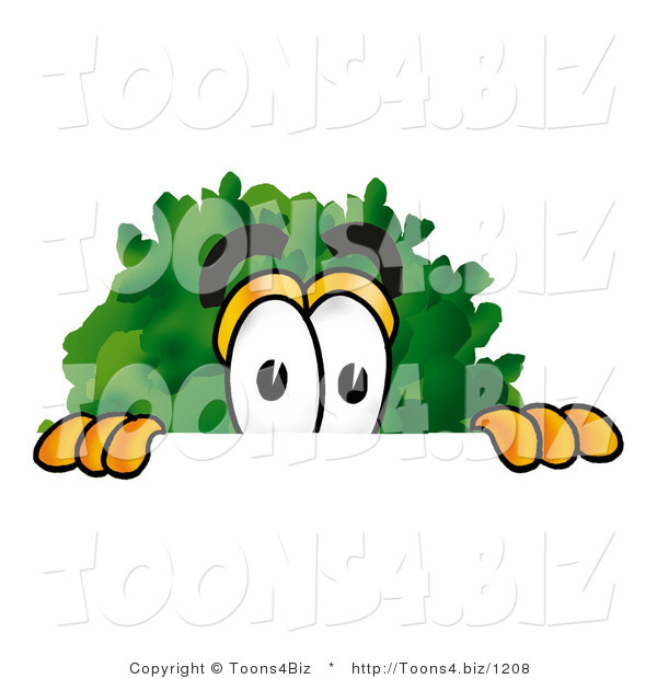 Illustration of a Cartoon Tree Mascot Peeking over a Surface