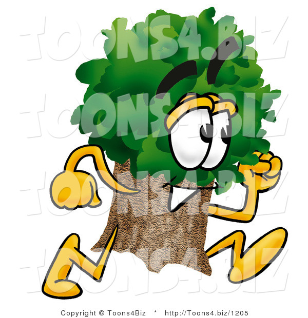 Illustration of a Cartoon Tree Mascot Running