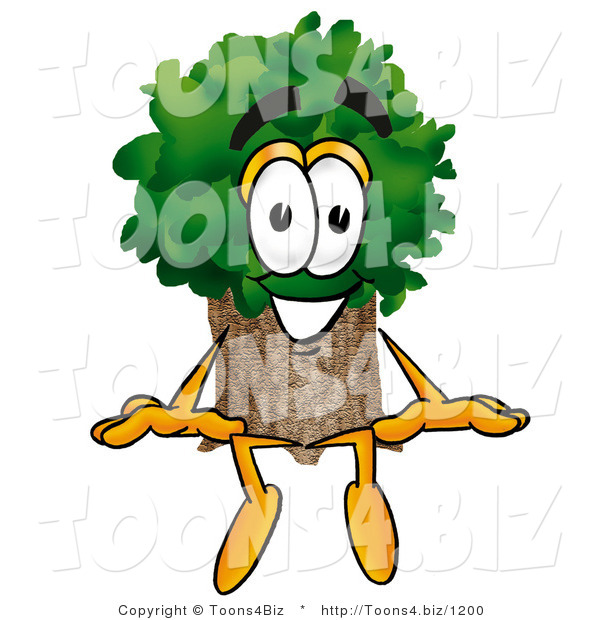 Illustration of a Cartoon Tree Mascot Sitting