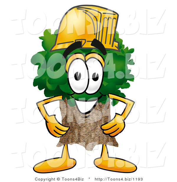 Illustration of a Cartoon Tree Mascot Wearing a Helmet