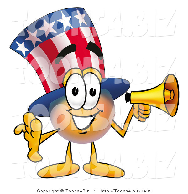 Illustration of a Cartoon Uncle Sam Mascot Holding a Megaphone