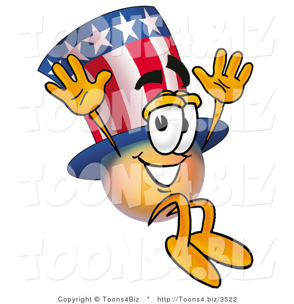 Illustration of a Cartoon Uncle Sam Mascot Jumping