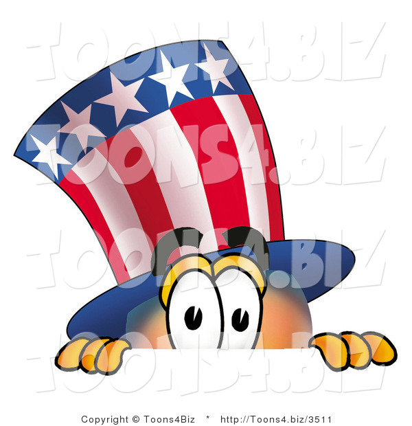 Illustration of a Cartoon Uncle Sam Mascot Peeking over a Surface