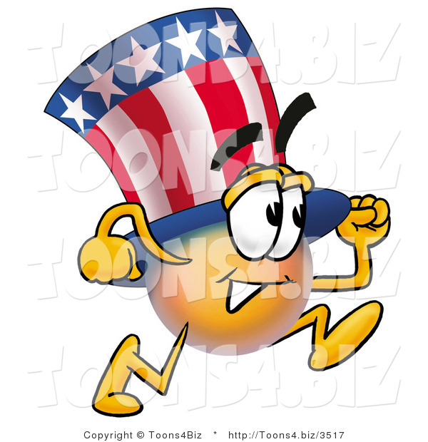Illustration of a Cartoon Uncle Sam Mascot Running